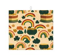 Tapis de séchage de cuisine imprimé arc-en-ciel avec motif réversible, convient pour tout comptoir de cuisine