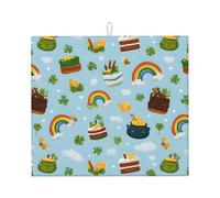 Tapis de séchage de cuisine imprimé arc-en-ciel avec motif réversible, convient pour tout comptoir de cuisine