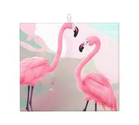 Tapis de séchage de cuisine, tapis d'évier pliable absorbant avec imprimé flamant rose
