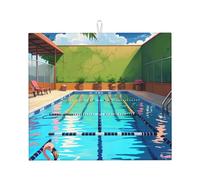 Tapis de séchage de cuisine, tapis d'évier pliable absorbant et imprimé flamant rose et piscine pour comptoir