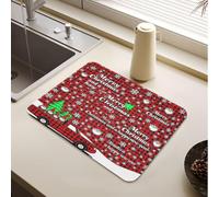 Tapis de séchage de Noël rouge Buffalo Plaid Trois gnomes camion | Tapis de séchage pour lave-vaisselle avec envers en caoutchouc