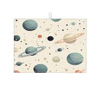 Tapis de séchage de vaisselle absorbant en microfibre à motif planète et univers, 45,7 x 61 cm, pour comptoir de cuisine, évier, accessoires de cuisine