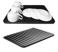 Tapis De Séchage De Vaisselle Égouttoir Sèche-Bar Rondelle 39x30,5x1 cm Noir