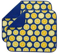 Tapis de séchage de vaisselle en microfibre BW&HM pour cuisine, super absorbant, égouttoir pour plan de travail de cuisine, 40 cm x 46 cm, lot de 2, citrons