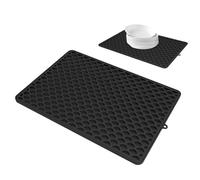 Tapis de séchage des plats de cuisine-Coussin de vidange double couche en silicone | Tapis antidérapant super absorbant, conception de drainage d'eau facile propre, polyvalent pour sécher le comptoir