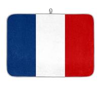 Tapis de séchage en microfibre avec motif drapeau français - Absorbant - Pour cuisine, cuillère, assiette en verre - 45,7 x 60,9 cm