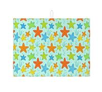 Tapis de séchage en microfibre pour comptoir de cuisine, motif étoile de mer, océan, coloré, absorbant, tapis de séchage en microfibre pour café, 45,7 x 61 cm