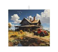 Tapis de séchage en microfibre super absorbant pour comptoir de cuisine, ustensiles Texas Farm Tractor 45,7 x 40,6 cm