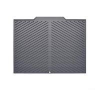 Tapis de séchage en silicone avec évacuation de drainage, protecteur de comptoir de cuisine antidérapant, rangement suspendu, gris, 42 x 53 cm (33,5 x 43 cm)