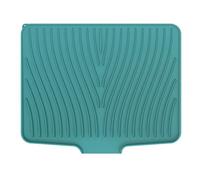 Tapis de séchage en silicone avec motif de pente de drainage pour cuisine, tapis de séchage antidérapant, 50 x 43 x 2 cm, compatible avec plan de travail d'évier, noir/gris/beige/vert (vert)