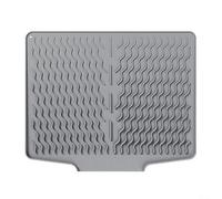 Tapis de séchage en silicone conçu pour une utilisation en cuisine avec rebord de drainage pour diriger le flux d'eau, réduire le désordre et améliorer la performance de séchage (gris foncé)