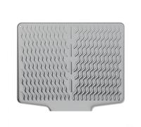 Tapis de séchage en silicone conçu pour une utilisation en cuisine avec rebord de drainage pour diriger le flux d'eau, réduire le désordre et améliorer la performance de séchage (gris)
