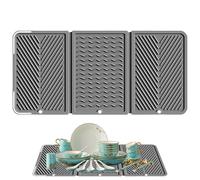 Tapis de séchage en silicone pour évier, 55,9 x 27,9 cm, tapis de séchage rapide pliable antidérapant pour cuisine, comptoir, douche, cuisinière, dortoir, salle de bain, bar, camping-car, appartement