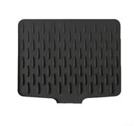 Tapis de séchage en silicone résistant à la chaleur avec design incliné de dérivation de l'eau, tapis d'évacuation de cuisine antidérapant pour un placement sûr sur les plans de travail (noir)