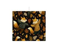 Tapis de séchage Fanciful Fox pour comptoir de cuisine, motif feuilles d'automne, tapis absorbant, tapis de séchage en microfibre confortable pour décoration de comptoir de cuisine, 40,6 x 45,7 cm