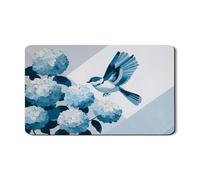 Tapis de séchage floral pour comptoir de cuisine, tapis en caoutchouc absorbant motif oiseau bleu, tapis de séchage en cuir synthétique pour comptoir de cuisine, 30,5 x 50,8 cm