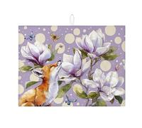 Tapis de séchage Fox et Magnolia pour comptoir de cuisine, tapis d'égouttoir à vaisselle absorbant floral, tapis de séchage en microfibre pour café 45,7 x 61 cm