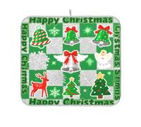 Tapis de séchage gris vert renne de Noël tapis de comptoir de cuisine égouttoir à vaisselle égouttoir à vaisselle sèche-linge 40,6 x 45,7 cm