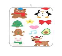 Tapis de séchage Merry Christmas mignon élan marron tapis de séchage tapis de cuisine tapis de séchage pour comptoir tapis absorbant l'eau pour cuisine 40,6 x 45,7 cm