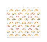 Tapis de séchage minimaliste en microfibre à imprimé arc-en-ciel pour comptoir de cuisine, lavable en machine, tapis de séchage super absorbant 40,6 x 45,7 cm