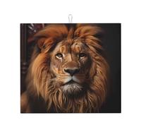 Tapis de séchage pour comptoir de cuisine, joli tapis égouttoir en microfibre imprimé The Lion's Gaze pour café 45,7 x 40,6 cm