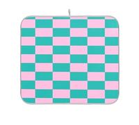 Tapis de séchage pour comptoir de cuisine Motif damier Vert pêche 40,6 x 45,7 cm