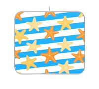 Tapis de séchage pour comptoir de cuisine Motif étoiles de mer Bleu/blanc 40,6 x 45,7 cm