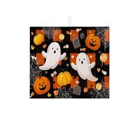 Tapis de séchage pour comptoir de cuisine, motif fantômes et citrouilles, absorbant, en microfibre, pour bar à café, 40 x 45 cm