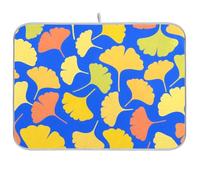 Tapis de séchage pour comptoir de cuisine Motif feuilles de ginkgo Bleu 45,7 x 61 cm