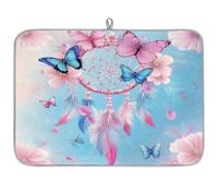 Tapis de séchage pour comptoir de cuisine, tapis de séchage en microfibre, motif papillon rêveur, attrape-rêves, tapis de café, 60 x 45 cm