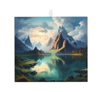Tapis de séchage pour cuisine AKGFFDS Beautiful Mountains and Rivières Impression Ultra absorbant, réversible et élégant Tapis de comptoir de cuisine