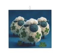 Tapis de séchage pour cuisine AKGFFDS Clover Sheep Printing Ultra absorbant, réversible et élégant Tapis de comptoir de cuisine