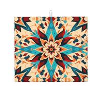 Tapis de séchage pour cuisine AKGFFDS Diamond Flower Impression indienne Ultra absorbant, réversible et élégant Tapis de comptoir de cuisine