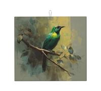 Tapis de séchage pour cuisine AKGFFDS Kingfisher on the Branch Printing Ultra absorbant, réversible et élégant Tapis de comptoir de cuisine