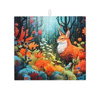 Tapis de séchage pour cuisine AKGFFDS Light Fox Printing Ultra absorbant, réversible et élégant Tapis de comptoir de cuisine