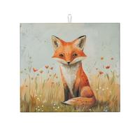 Tapis de séchage pour cuisine AKGFFDS Little Fox in The Field Impression Ultra absorbant, réversible et élégant Tapis de comptoir de cuisine