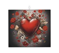 Tapis de séchage pour cuisine AKGFFDS Love Blossoms Impression Ultra absorbant, réversible et élégant Tapis de comptoir de cuisine