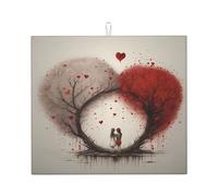 Tapis de séchage pour cuisine AKGFFDS Love Tree pour couple Impression Ultra absorbant, réversible et élégant Tapis de comptoir de cuisine