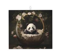 Tapis de séchage pour cuisine AKGFFDS Panda dans le berceau Impression Ultra absorbant, réversible et élégant Tapis de comptoir de cuisine