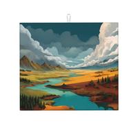 Tapis de séchage pour cuisine AKGFFDS Scenery Along The Way Impression Ultra absorbant, réversible et élégant Tapis de comptoir de cuisine