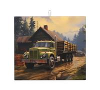 Tapis de séchage pour cuisine AKGFFDS Transport Truck on The Farm Printing Ultra absorbant, réversible et élégant Tapis de comptoir de cuisine