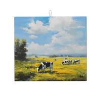 Tapis de séchage pour cuisine AKGFFDS Vaches sur le ranch Impression Ultra absorbant, réversible et élégant Tapis de comptoir de cuisine