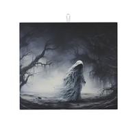 Tapis de séchage pour cuisine HHGFASD Ghost by The Dead Tree - Ultra absorbant, réversible et élégant - Tapis de comptoir de cuisine