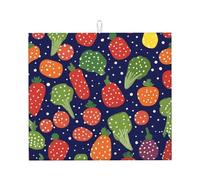 Tapis de séchage pour cuisine HHGFASD Motif à pois Légumes Ultra absorbant, réversible et élégant Tapis de comptoir de cuisine