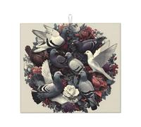 Tapis de séchage pour cuisine HHGFASD The Dove in The Wreath - Ultra absorbant, réversible et élégant - Tapis de comptoir de cuisine