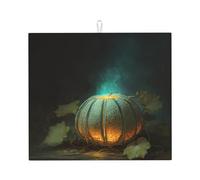 Tapis de séchage pour cuisine HHGFASD The Glow of The Pumpkin Lamp Pattern Ultra absorbant, réversible et élégant Tapis de comptoir de cuisine