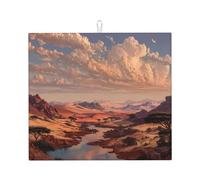 Tapis de séchage pour cuisine HHGFASD The Golden Red Desert Pattern Ultra absorbant, réversible et élégant Tapis de comptoir de cuisine