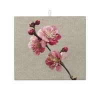 Tapis de séchage pour cuisine HHGFASD The Proud Motif fleur de prunier Ultra absorbant, réversible et élégant Tapis de comptoir de cuisine