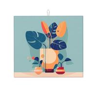Tapis de séchage pour cuisine VVXBHGR bleu orange Turtleback Bamboo Prints Ultra absorbant, réversible et élégant Tapis de comptoir de cuisine
