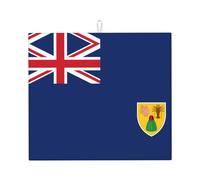 Tapis de séchage pour cuisine VVXBHGR Drapeau des îles Turques et Caïques Imprimés Ultra absorbant, réversible et élégant Tapis de comptoir de cuisine